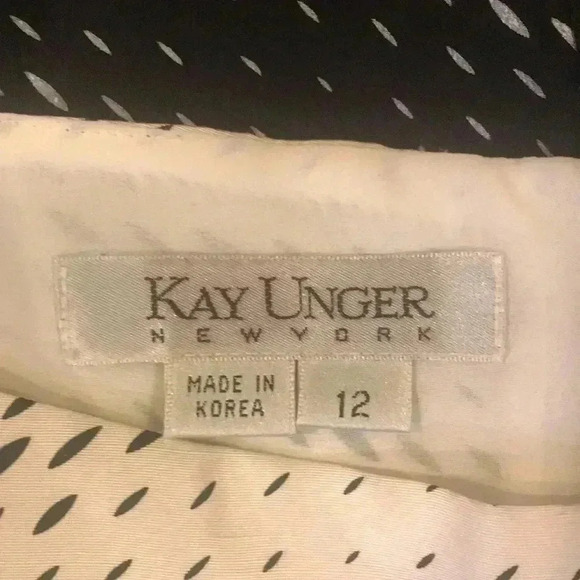 Kay Unger Black and White Silk Midi Dress with Double Lined Slip -Size 12 - Picture 9 of 10
